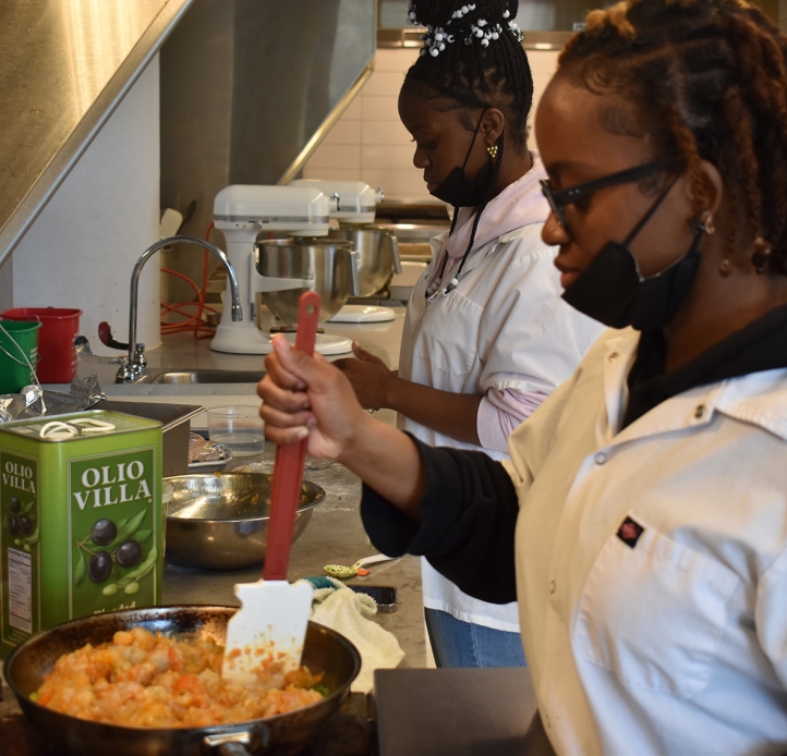Brooklyn STEAM students working on culinary skills